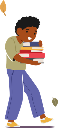 Child Walk With Books  Illustration