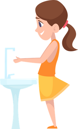 Child Wash Her Hand Illustration