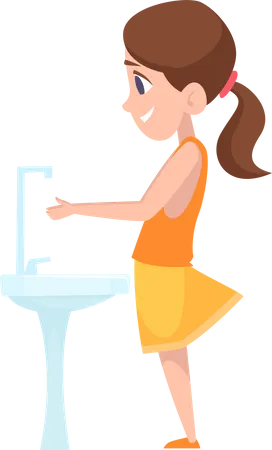 Child Wash Her Hand  Illustration