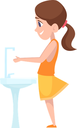 Child Wash Her Hand  Illustration