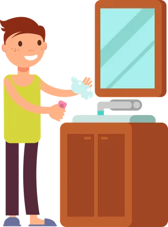 Child washing hand Illustration