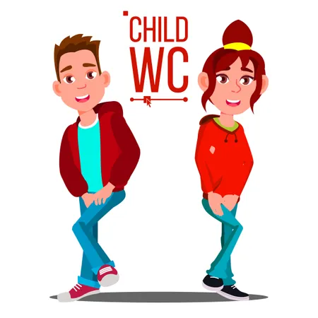 Child WC Sign Vector  Illustration