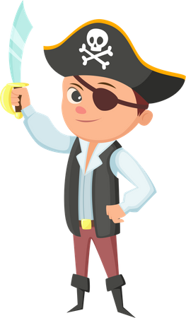 Child wear pirate Costume Illustration