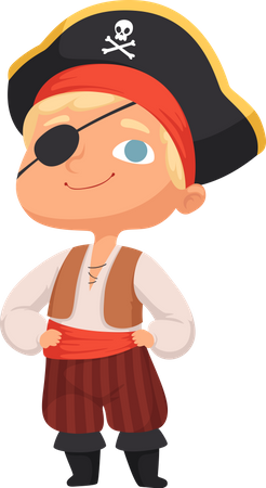 Child Wear Pirate Costume Illustration