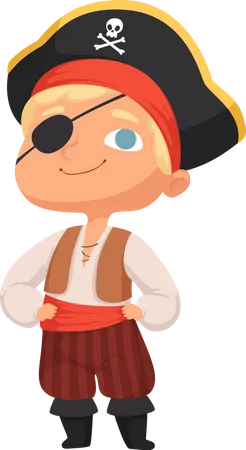 Child Wear Pirate Costume  Illustration