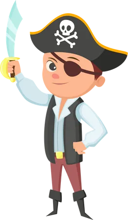 Child wear pirate Costume  Illustration