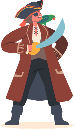 Child wear pirate Costume  Illustration