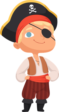 Child wear pirate Costume  Illustration