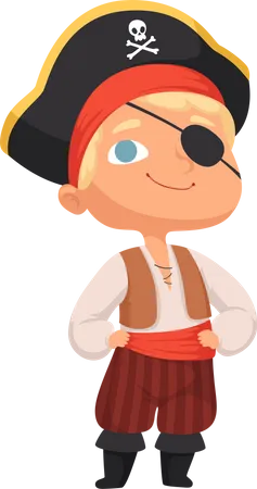 Child wear pirate Costume  Illustration