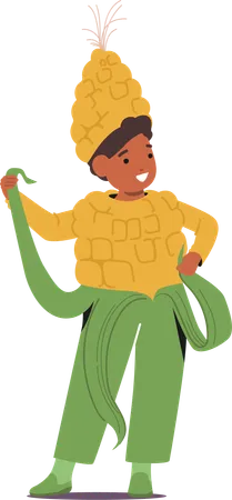 Child Wearing Corn Costume  Illustration