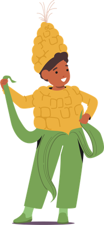 Child Wearing Corn Costume  Illustration