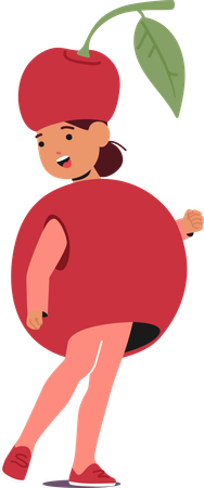 Child Wears Cherry Costume  Illustration