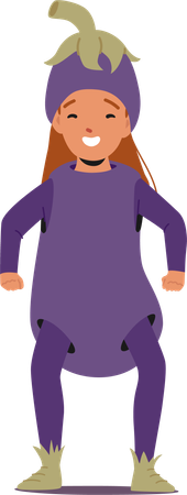 Child Wears Eggplant Costume  Illustration