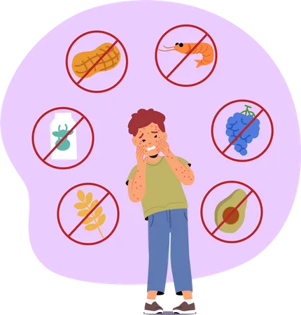 Child With Food Allergy Symptoms Illustration