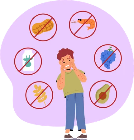 Child With Food Allergy Symptoms  Illustration