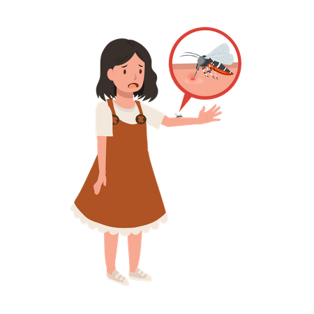 Child with Mosquito Bites Scratching Itchy Skin in Summertime  Illustration