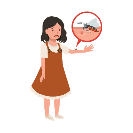 Child with Mosquito Bites Scratching Itchy Skin in Summertime  Illustration