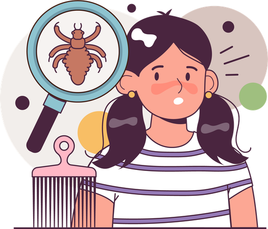 Child with parasites  Illustration