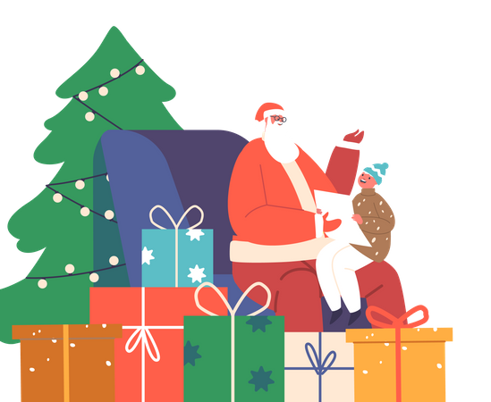 Child with Santa Claus  Illustration