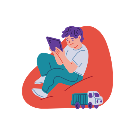 Child with tablet  Illustration