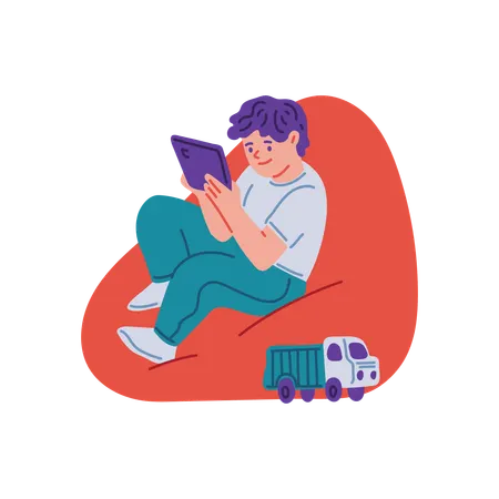 Child with tablet  Illustration