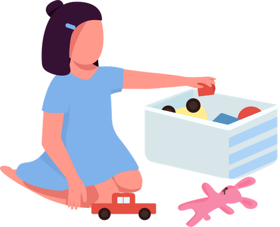 Child with toy box  Illustration