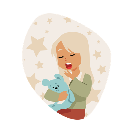 Child yawning in pajamas  Illustration