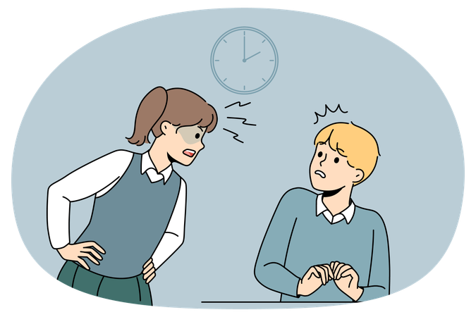 Child yelling at classmate  Illustration