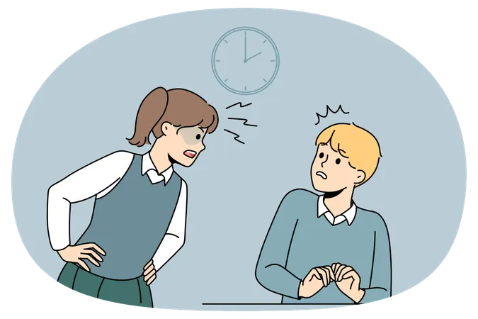 Child yelling at classmate  Illustration
