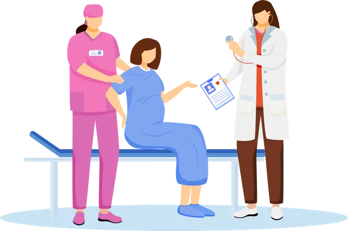 Childbirth at hospital Illustration