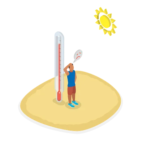 Children are sad because of extreme hot temperature  Illustration