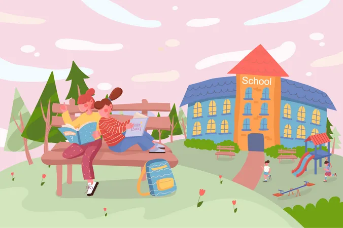 Children back to school  Illustration