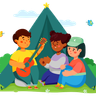 kids camping illustrations