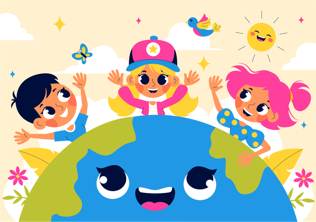 Children celebrating children's day  Illustration