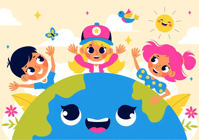 Children celebrating children's day  Illustration