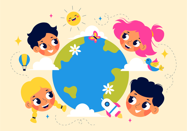 Children celebrating children's day  Illustration