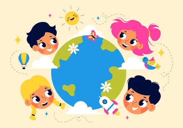 Children celebrating children's day  Illustration