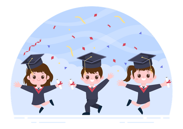 Children celebrating graduation Illustration