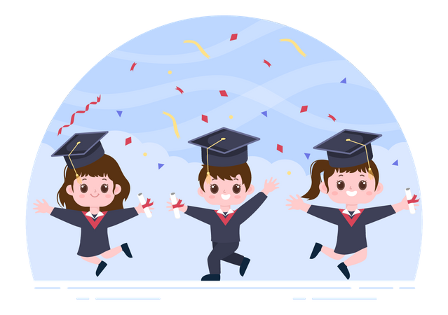 Children celebrating graduation  Illustration