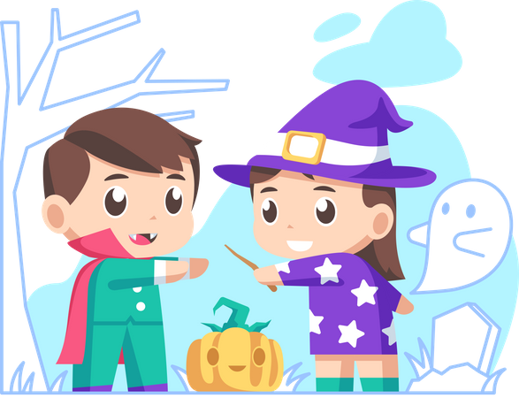 Children celebrating halloween  Illustration