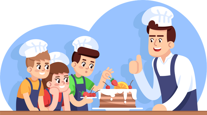 Children cooking class  イラスト