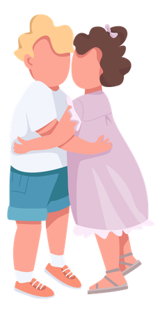 Children cuddling  Illustration