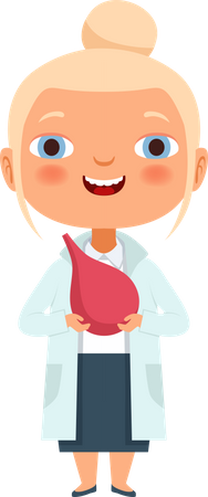 Children doctor holding blood drop  Illustration