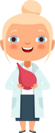 Children doctor holding blood drop  Illustration