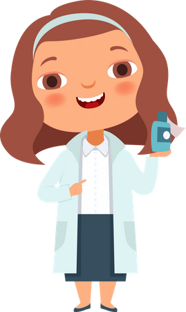 Children doctor showing medicine  Illustration