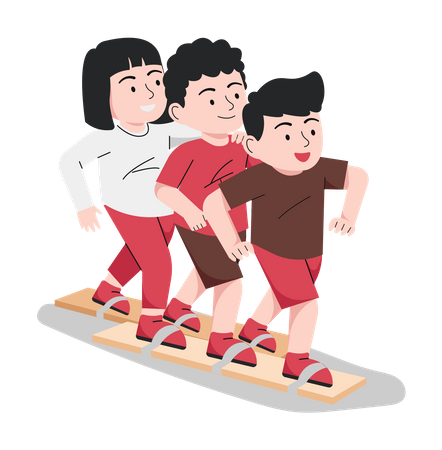 Children Doing Balap Bakiak  Illustration
