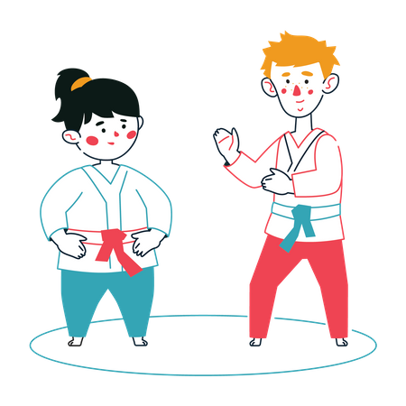 Children doing karate  Illustration