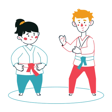 Children doing karate  Illustration