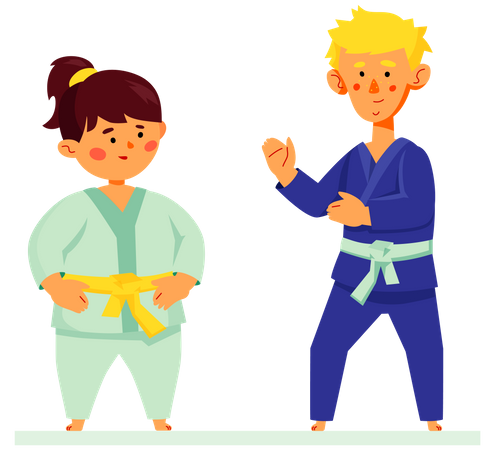 Children doing karate  Illustration