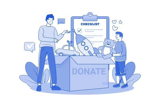 Children Donate Toys To Charity  Illustration